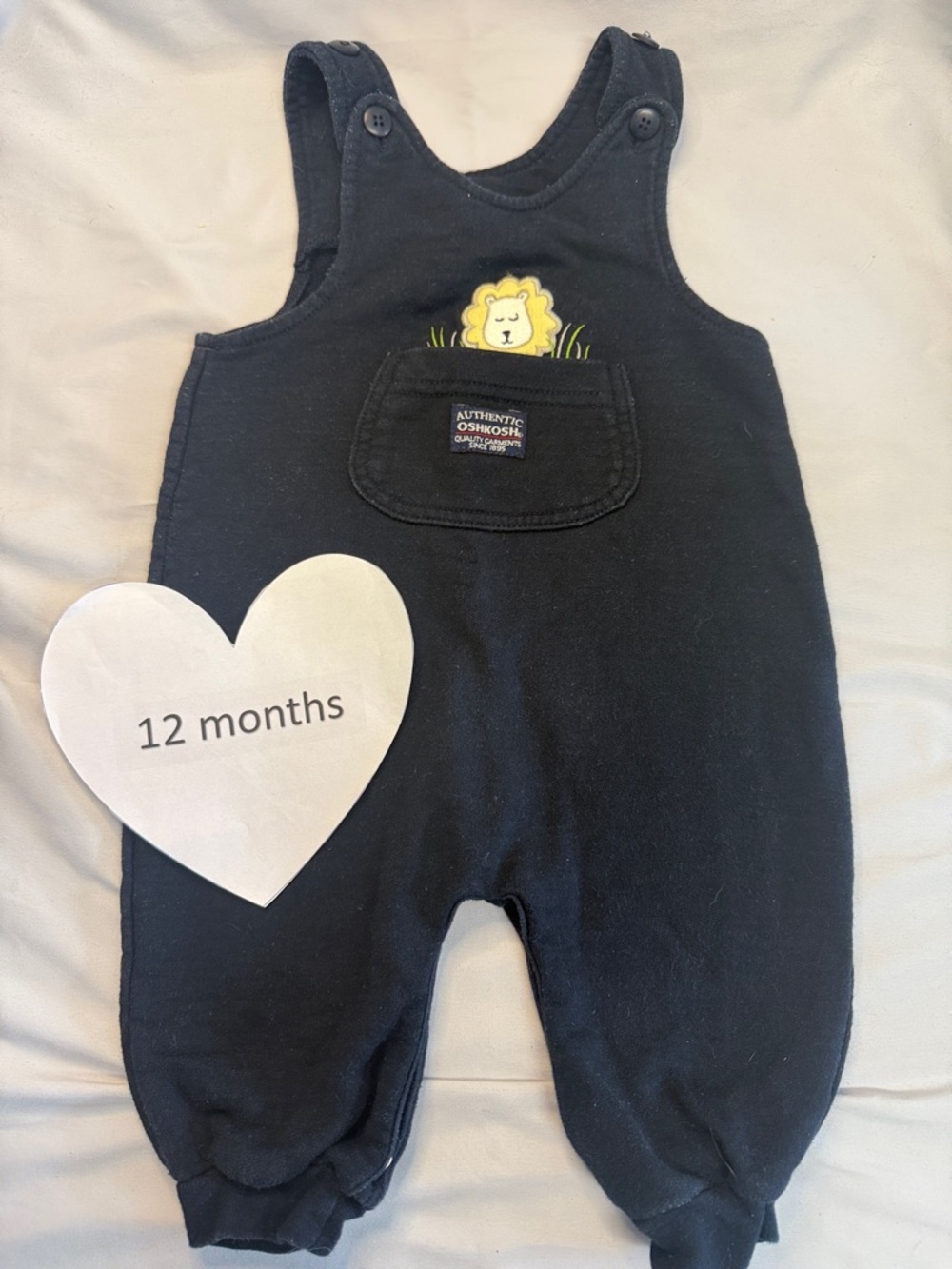OshKosh B'gosh - Vintage Navy Blue Kids Overalls with Lion design/front pocket